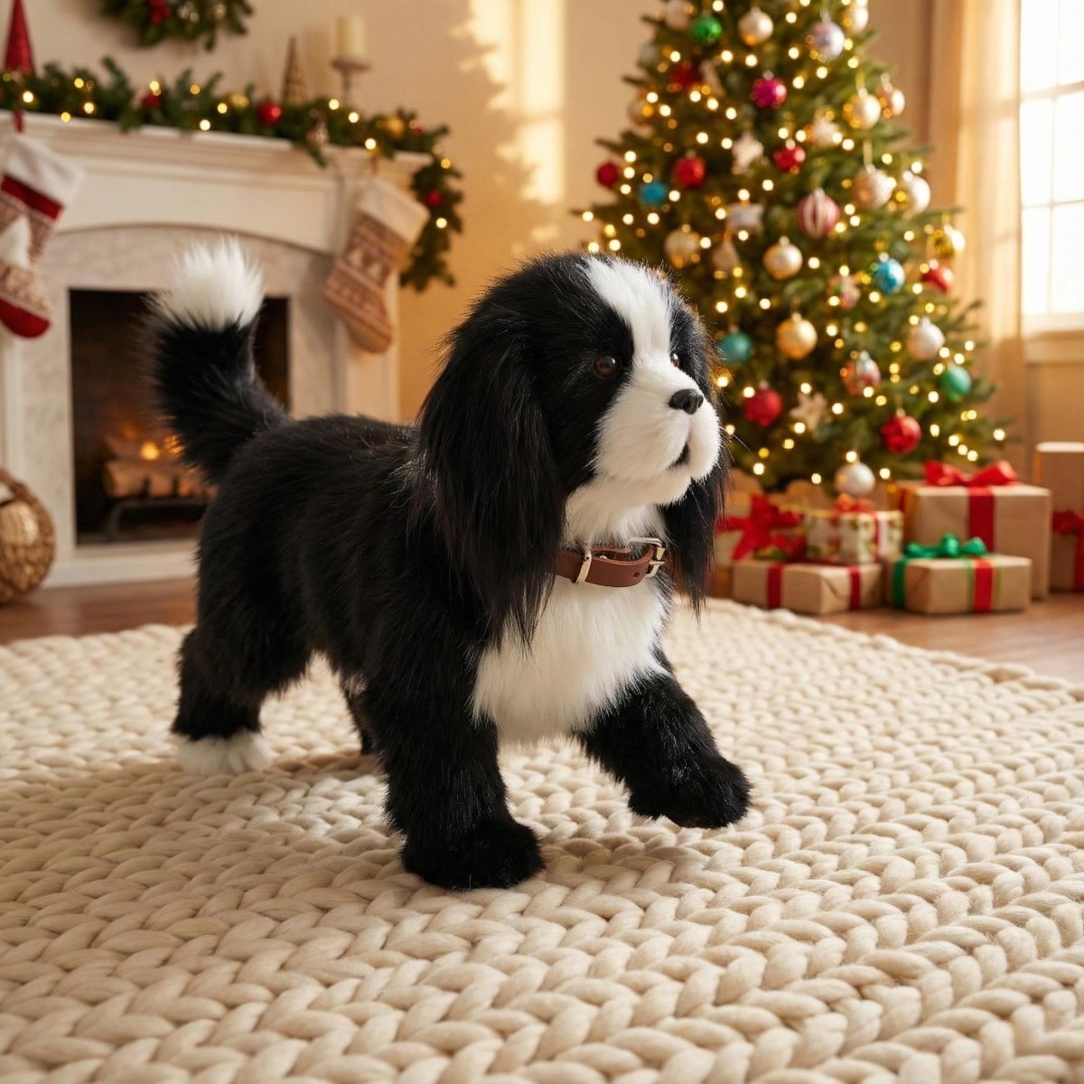 Interactive Realistic Border Collie Robot Puppy – Lifelike Walking, Barking & Sitting Electronic Dog Toy