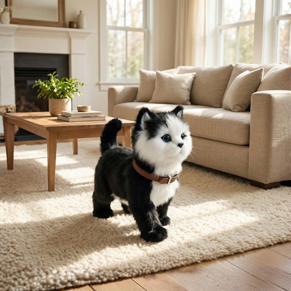 Realistic Interactive Tuxedo Kitten – Walking & Meowing Electronic Pet Toy