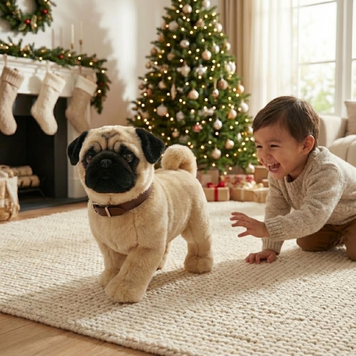 Realistic Interactive Robot Pug – Walking & Barking Electronic Puppy Toy for Kids