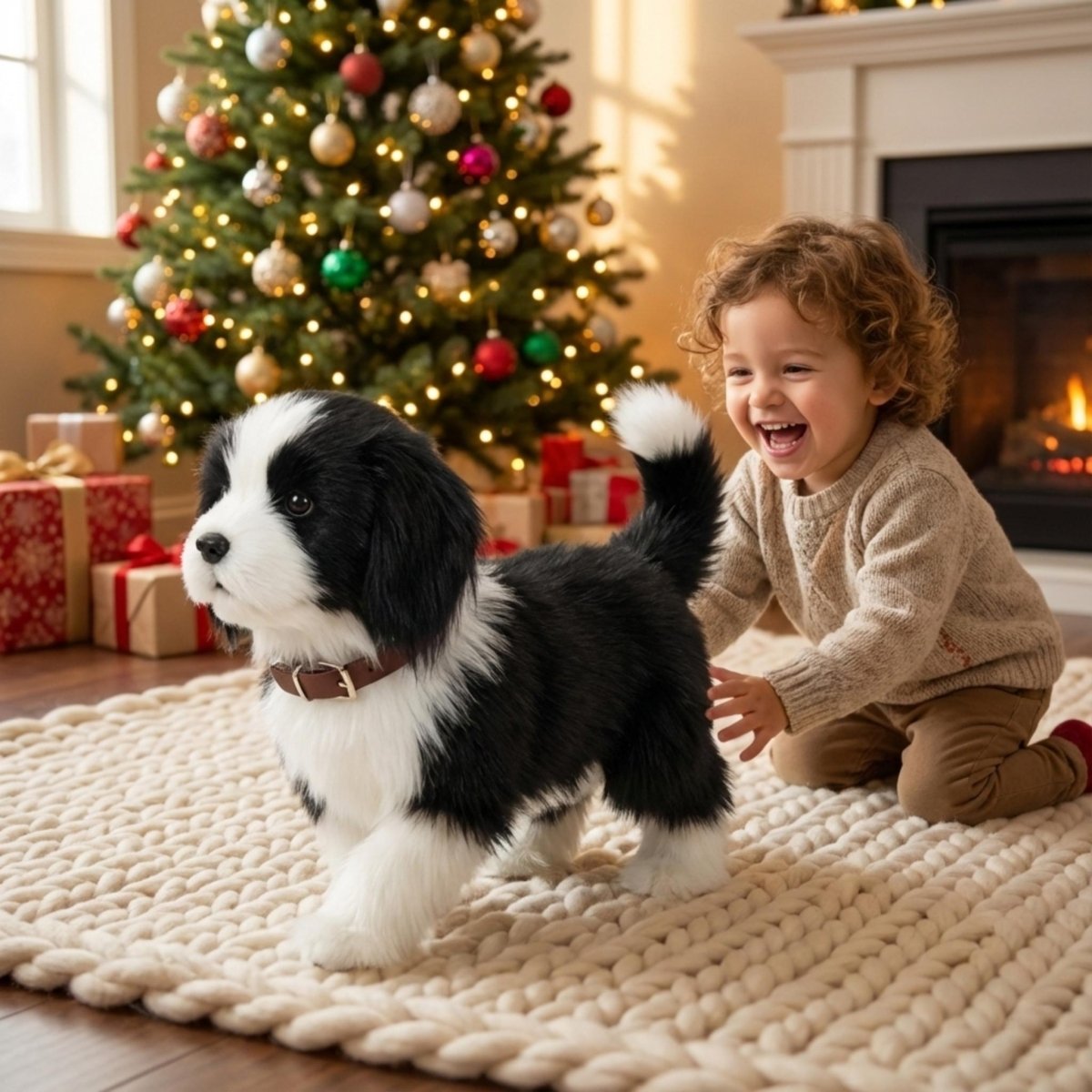 Interactive Realistic Border Collie Robot Puppy – Lifelike Walking, Barking & Sitting Electronic Dog Toy