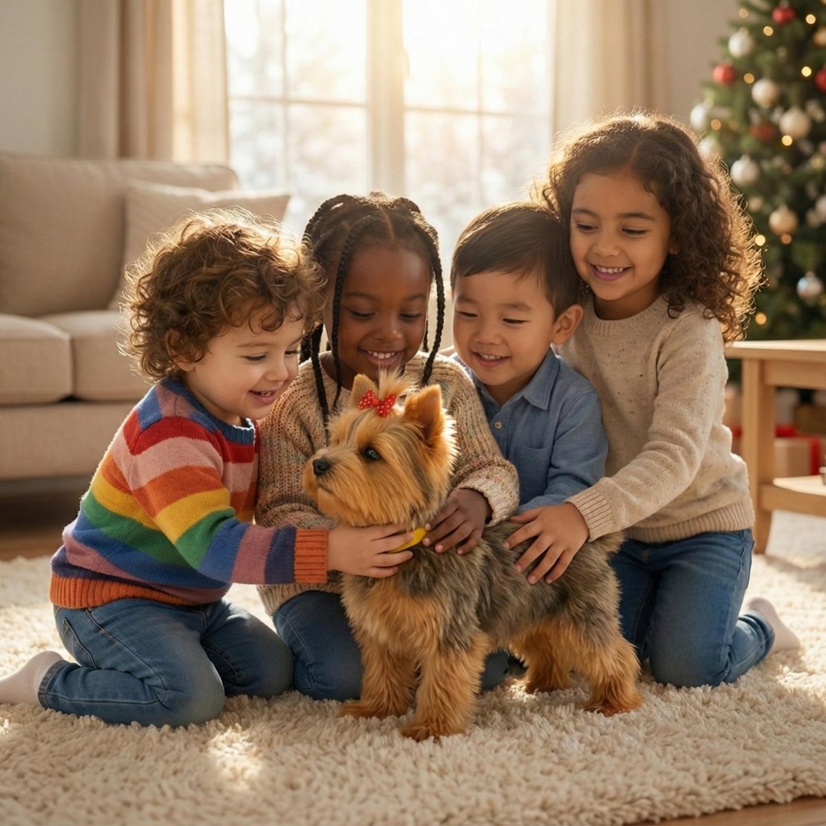 Realistic Interactive Yorkshire Terrier Robot Puppy – Walking & Barking Electronic Pet Toy