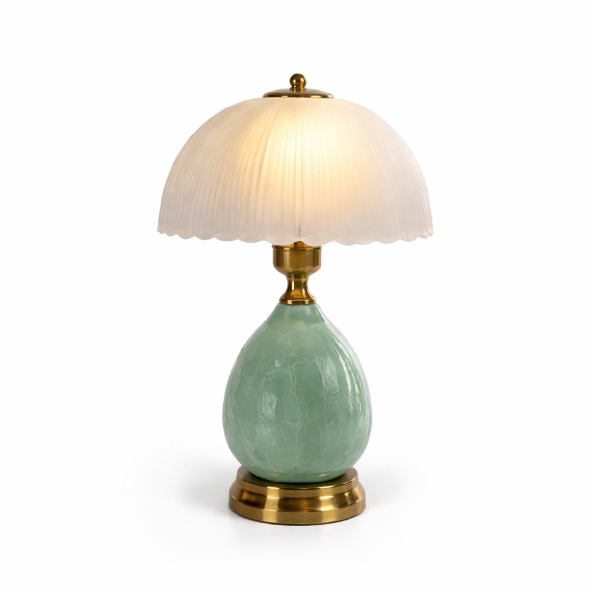 Celadon Vintage Lamp | Crackle-Glaze Ceramic & Brass