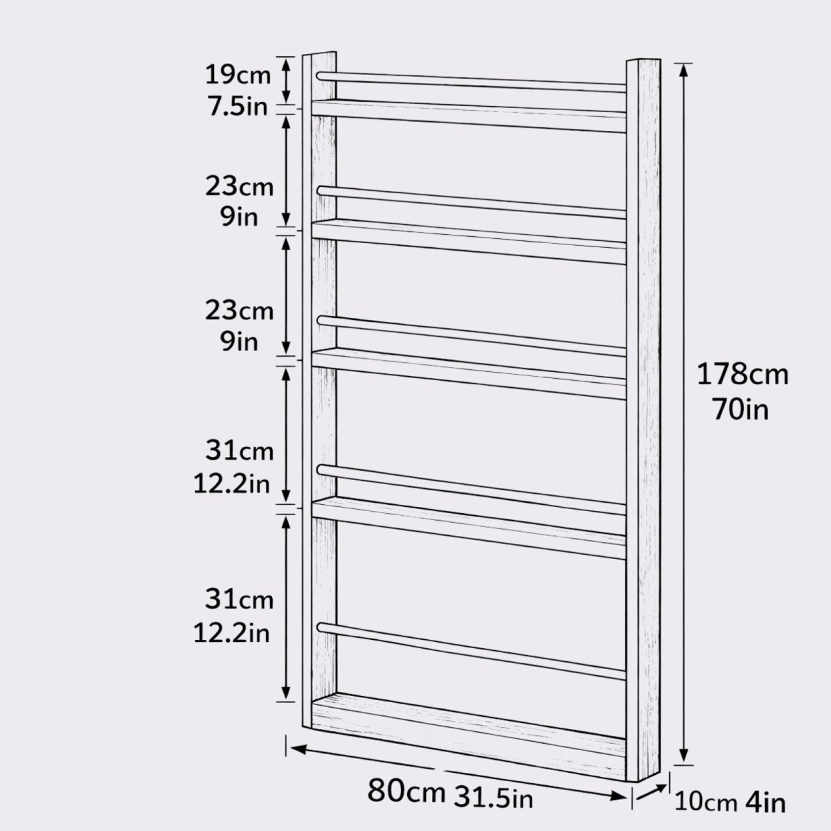 Haven Slimline Library | Solid Oak Behind-Door Shelving