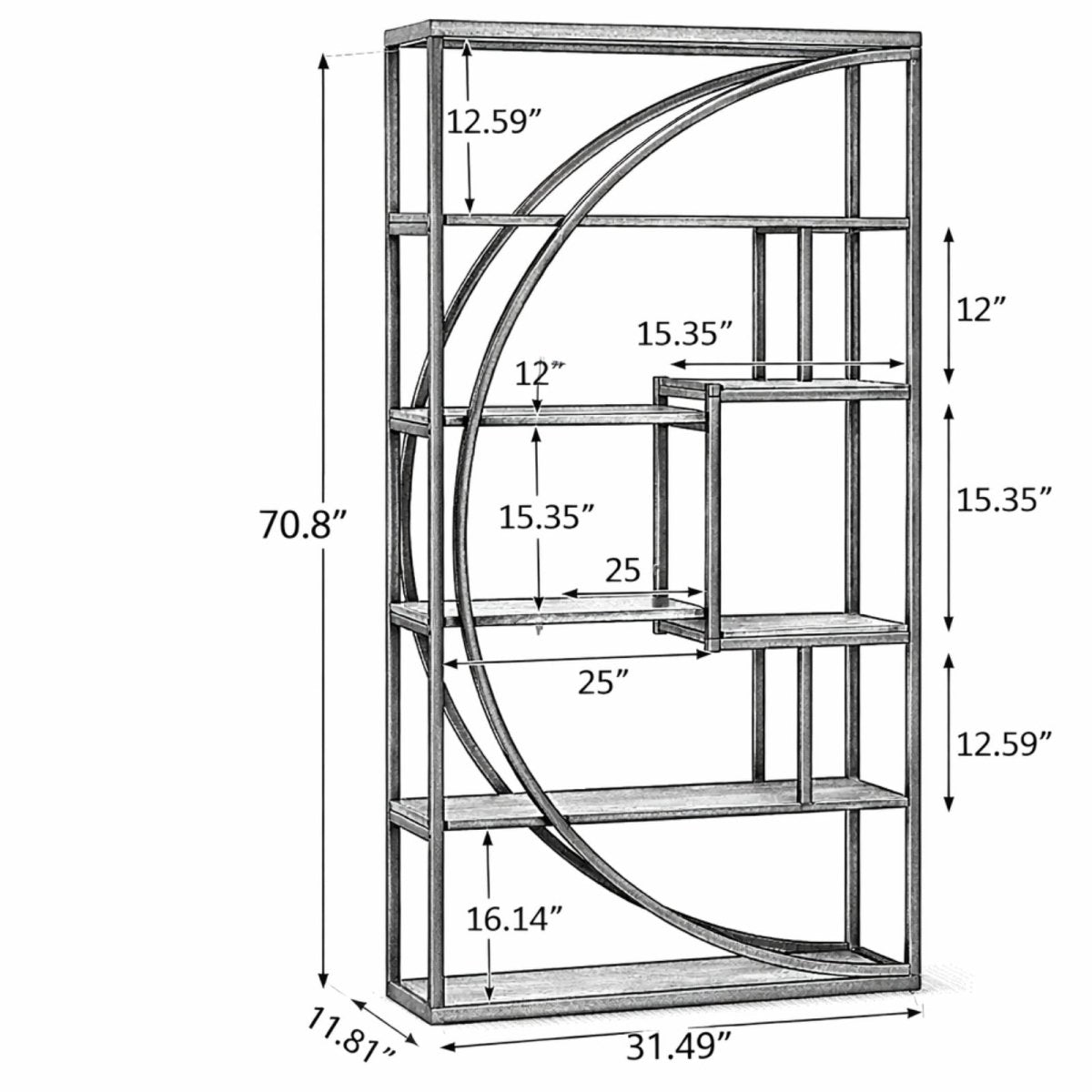 The Meridian Arch Etagere | Industrial Statement Bookshelf