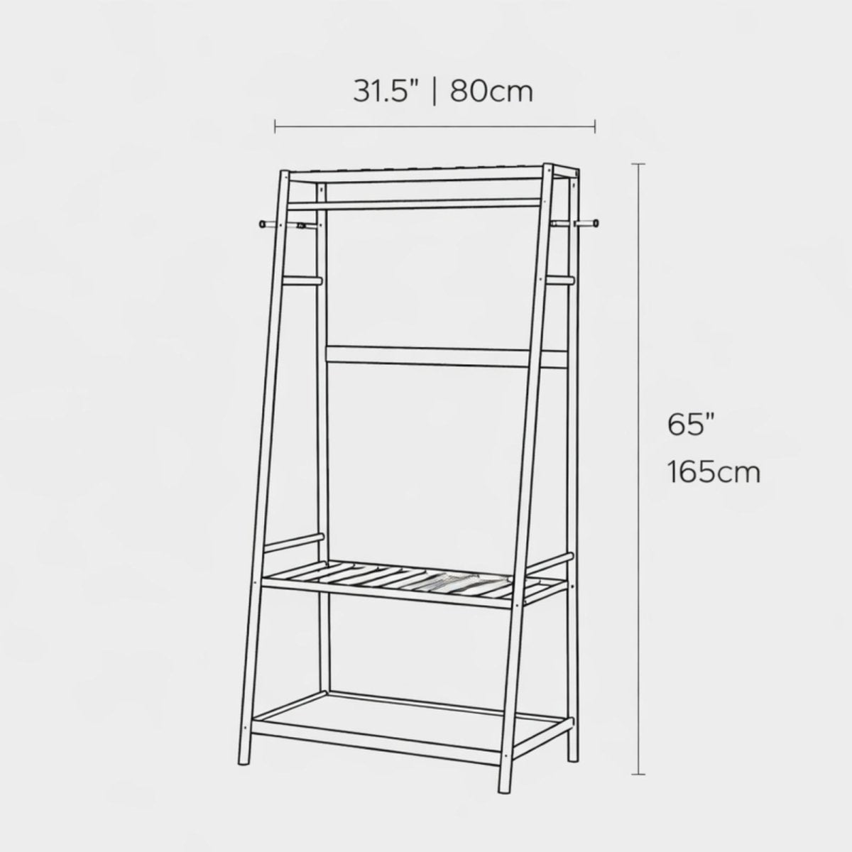 Evander | Bamboo Garment Rack with 3 Shelves & Hooks