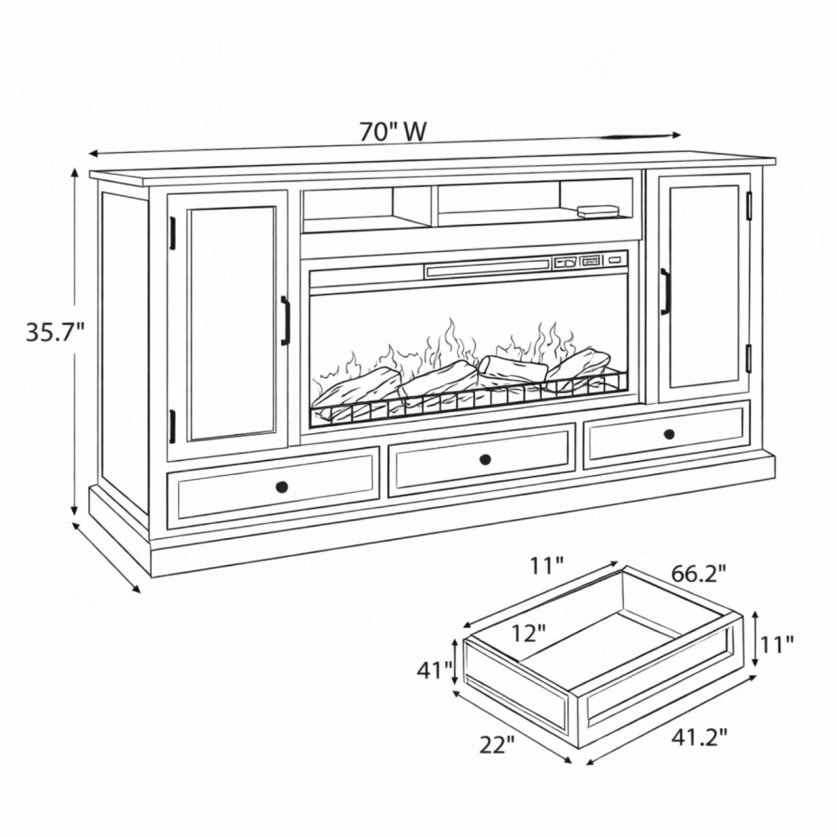 Lysander - Farmhouse Electric Fireplace TV Stand