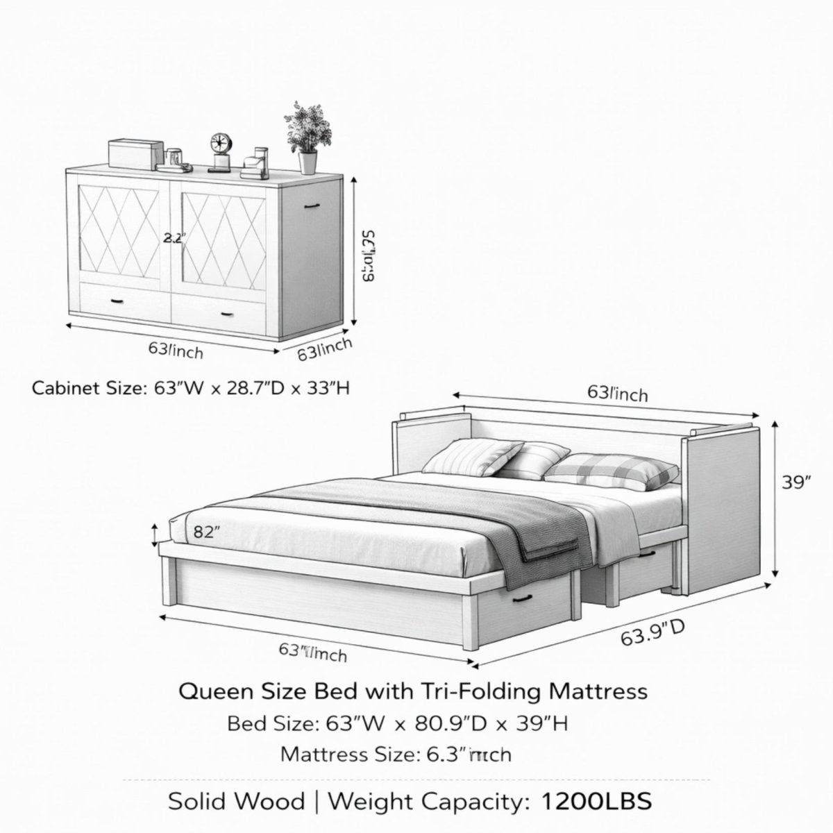 Obsidian Fortress Haven Retreat | Solid Wood Convertible Cabinet Bed