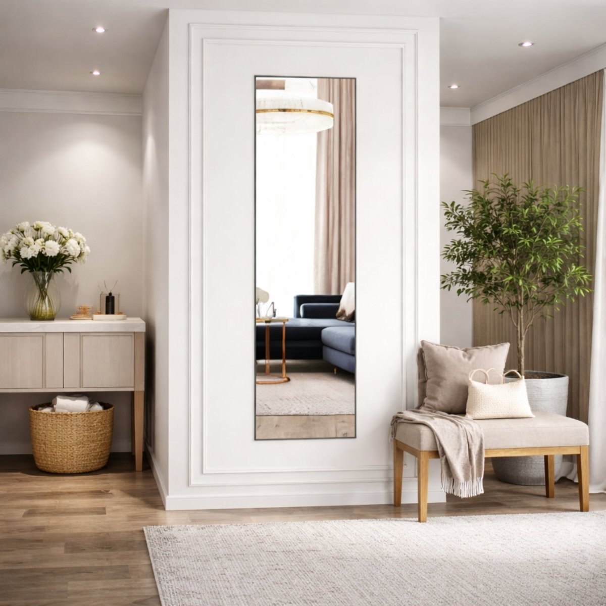 Shadow Lumina Sanctuary | Minimalist Arched Full Length Floor Mirror