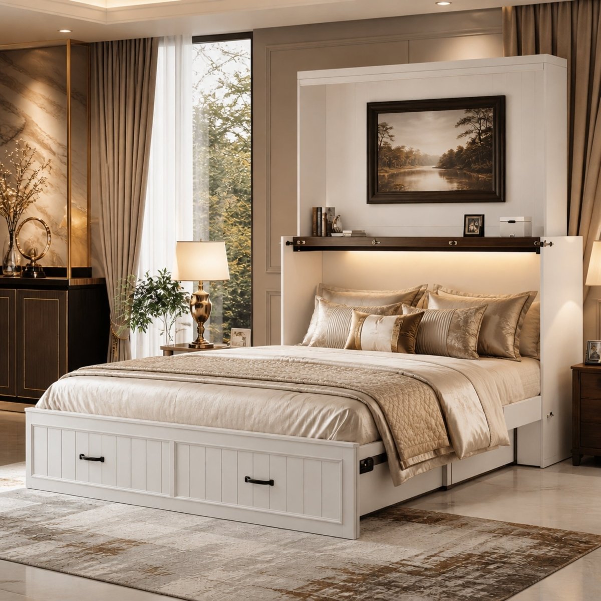 Haven Retreat Credenza | Hidden Queen Guest Bed with Charging Station