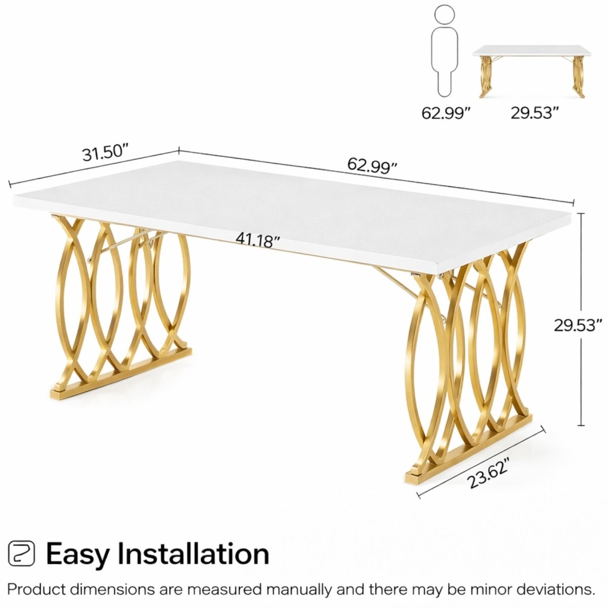 The Aurelia Estate Dining Table | Marble-Finish & Gold Geometric Base
