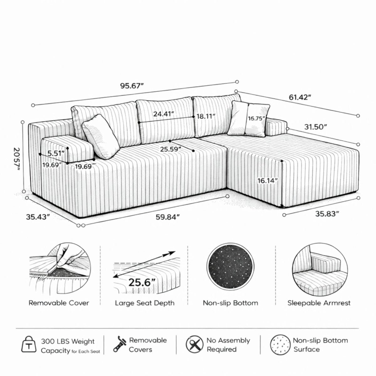 The Altitude Modular | Deep-Seat Cloud Sectional & Ottoman