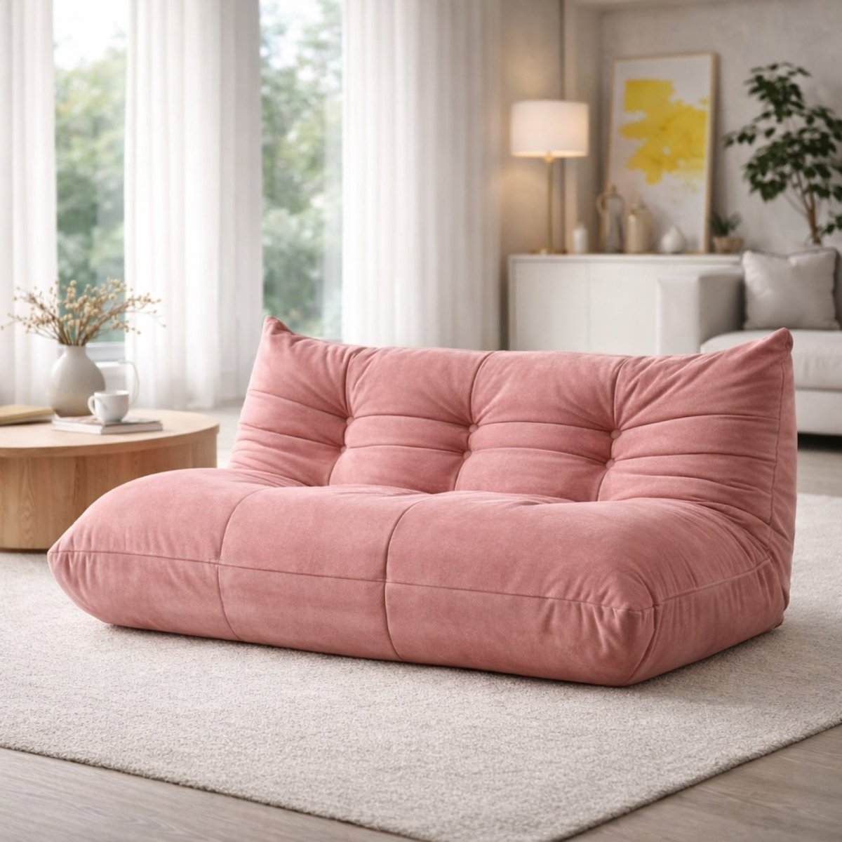 The Dune Low-Profile Lounge | Tufted Mohair Floor Sofa