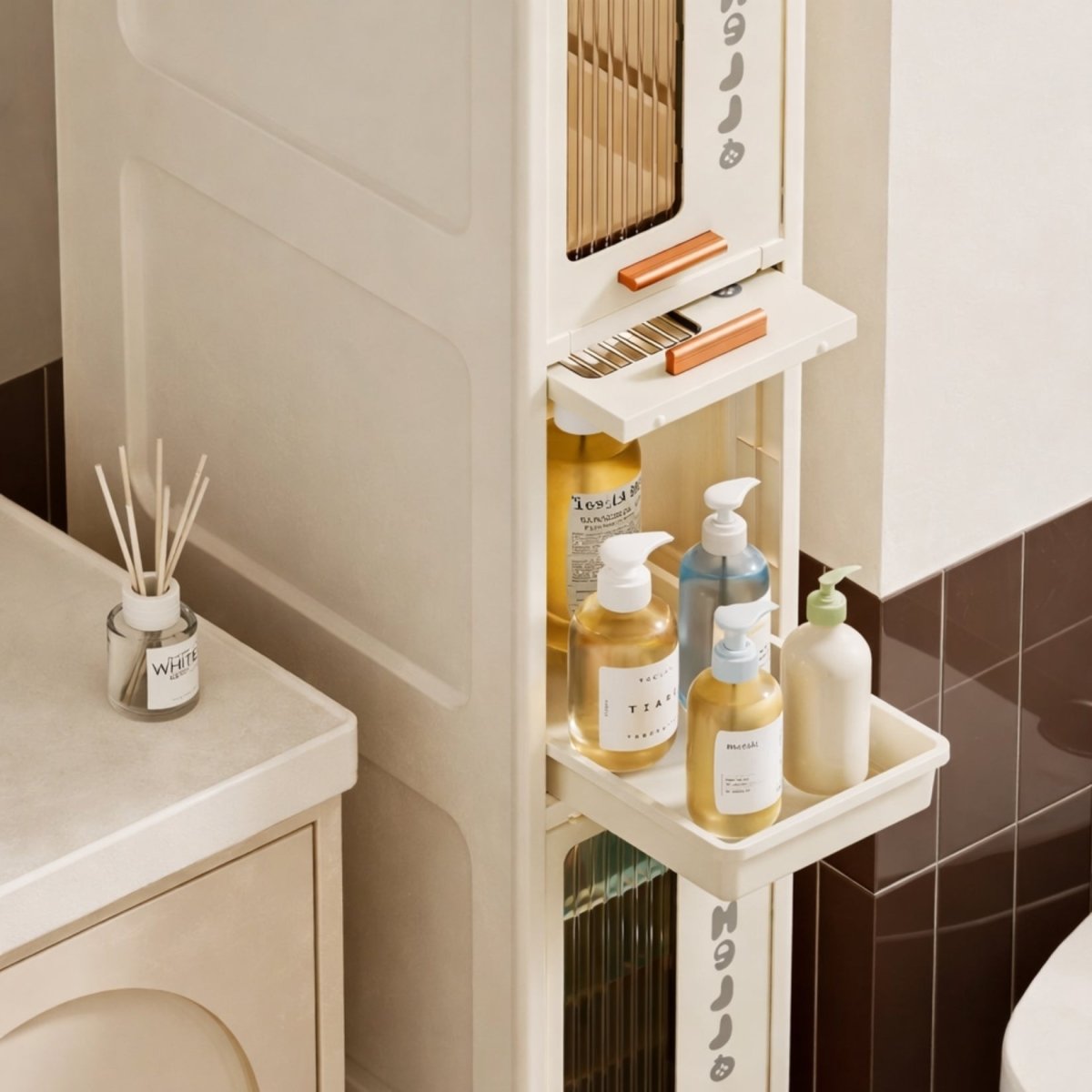 Obsidian Asylum Serenity Gap Console | Minimalist Rolling Slim Storage Cabinet