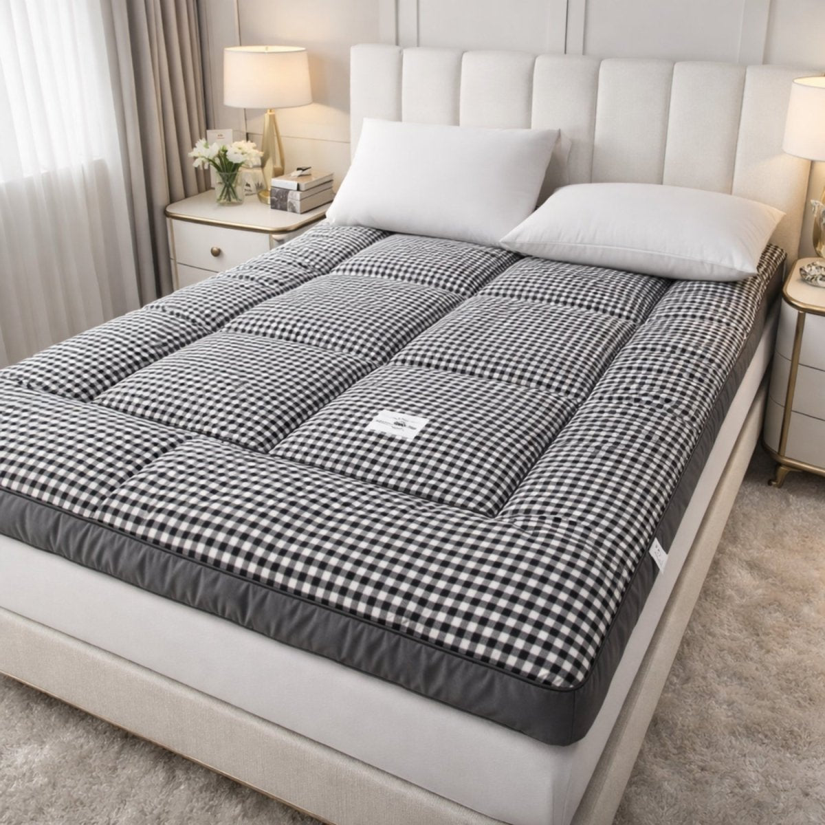 Obsidian Vault Haven Floor Bed | 4-Inch Plush Quilted Roll-Up Futon