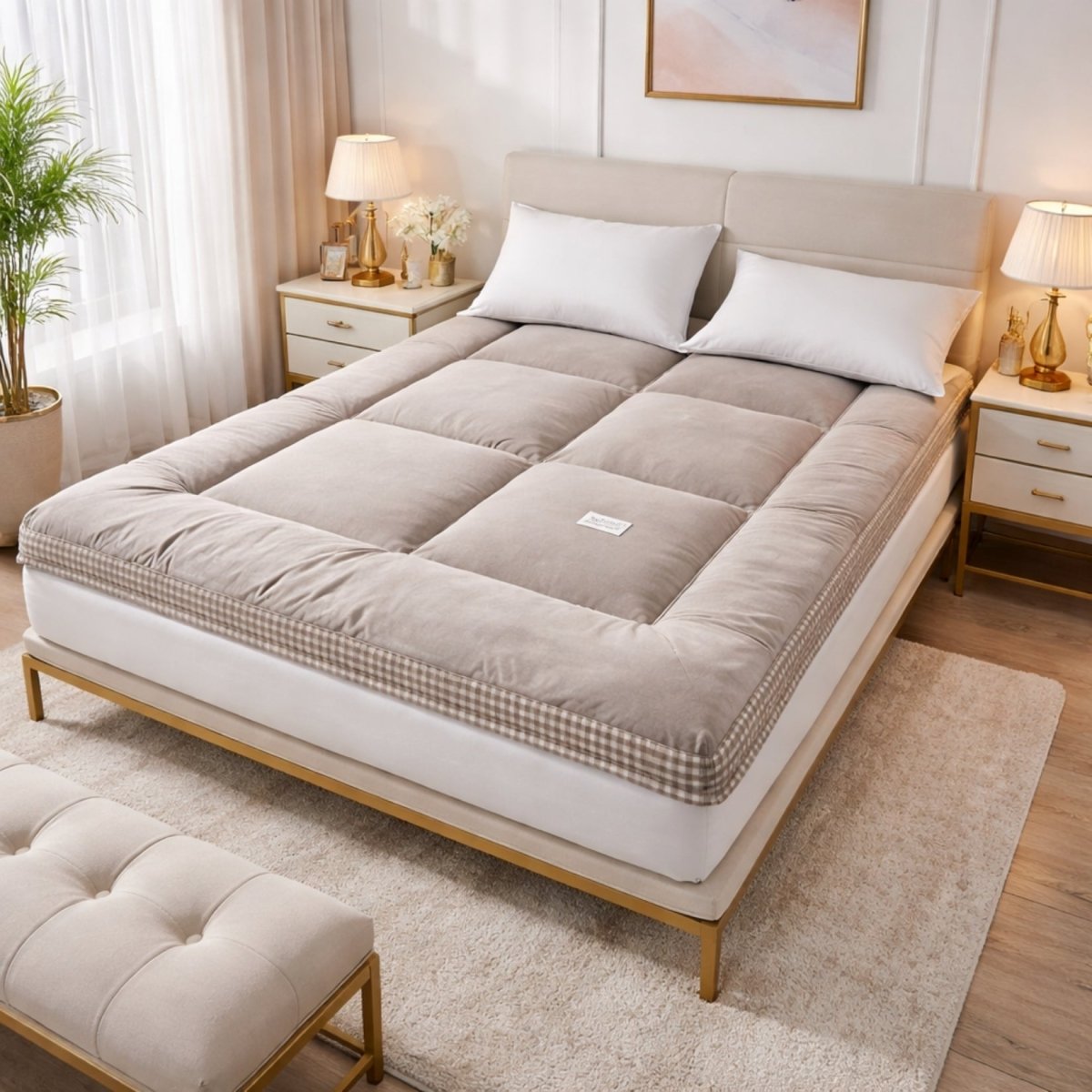 Obsidian Vault Haven Floor Bed | 4-Inch Plush Quilted Roll-Up Futon