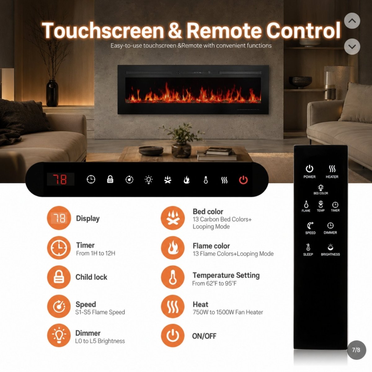 Obsidian Sanctuary | 60" Ultra-Thin Panoramic Electric Fireplace