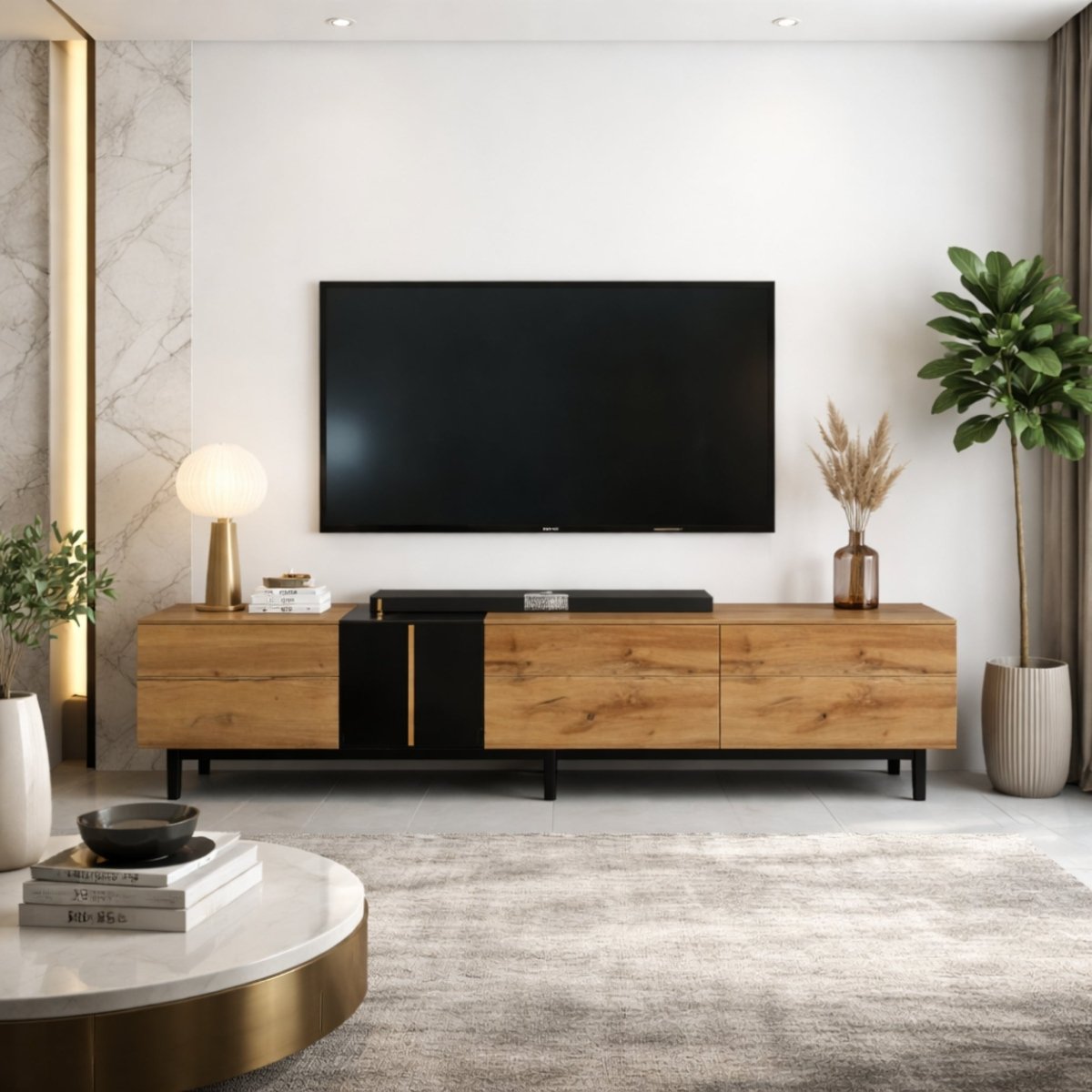 Midnight Oslo Sanctuary Console | Minimalist Wood TV Stand