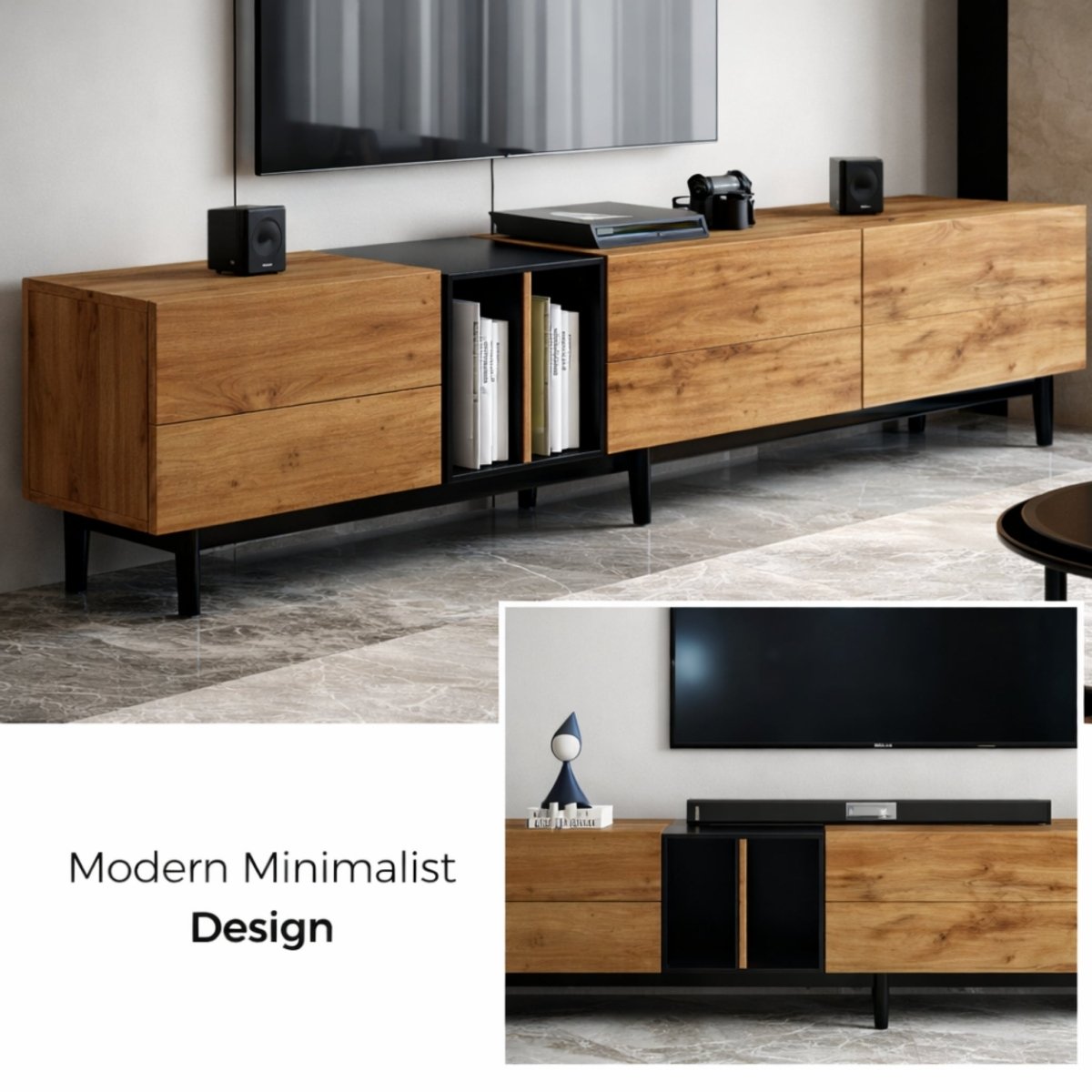 Midnight Oslo Sanctuary Console | Minimalist Wood TV Stand