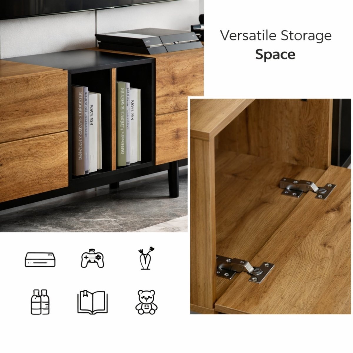 Midnight Oslo Sanctuary Console | Minimalist Wood TV Stand