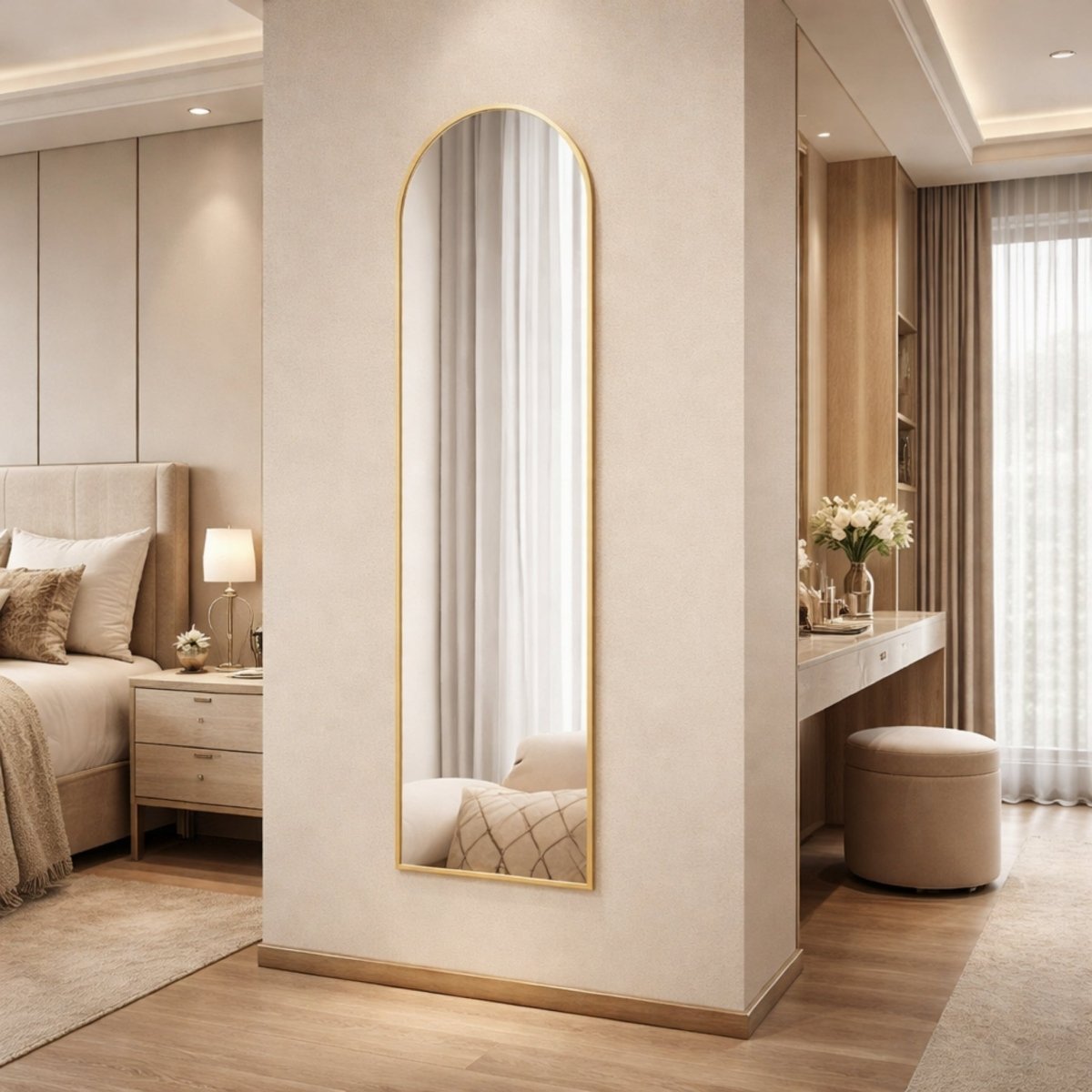 Shadow Lumina Sanctuary | Minimalist Arched Full Length Floor Mirror