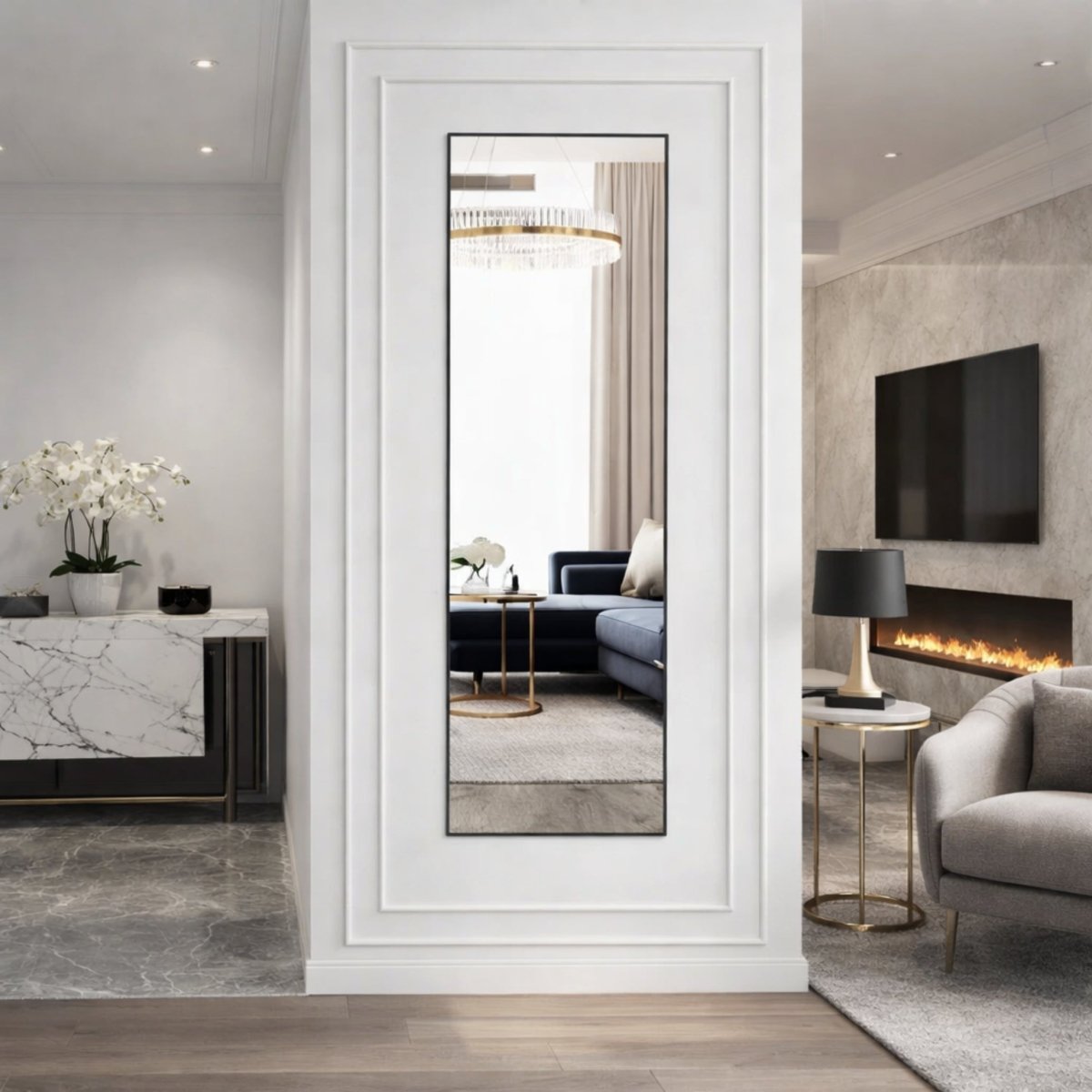 Shadow Lumina Sanctuary | Minimalist Arched Full Length Floor Mirror