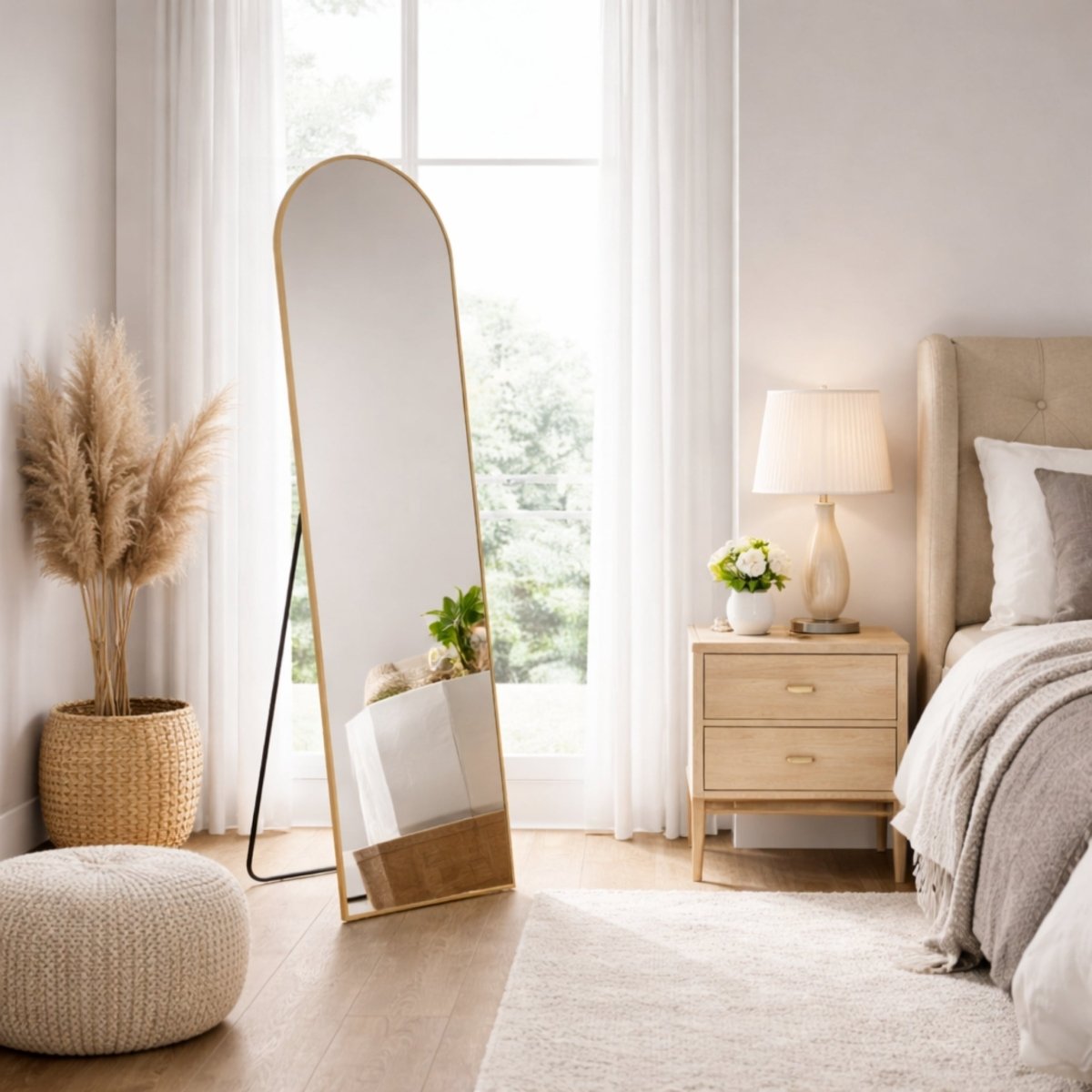 Shadow Lumina Sanctuary | Minimalist Arched Full Length Floor Mirror