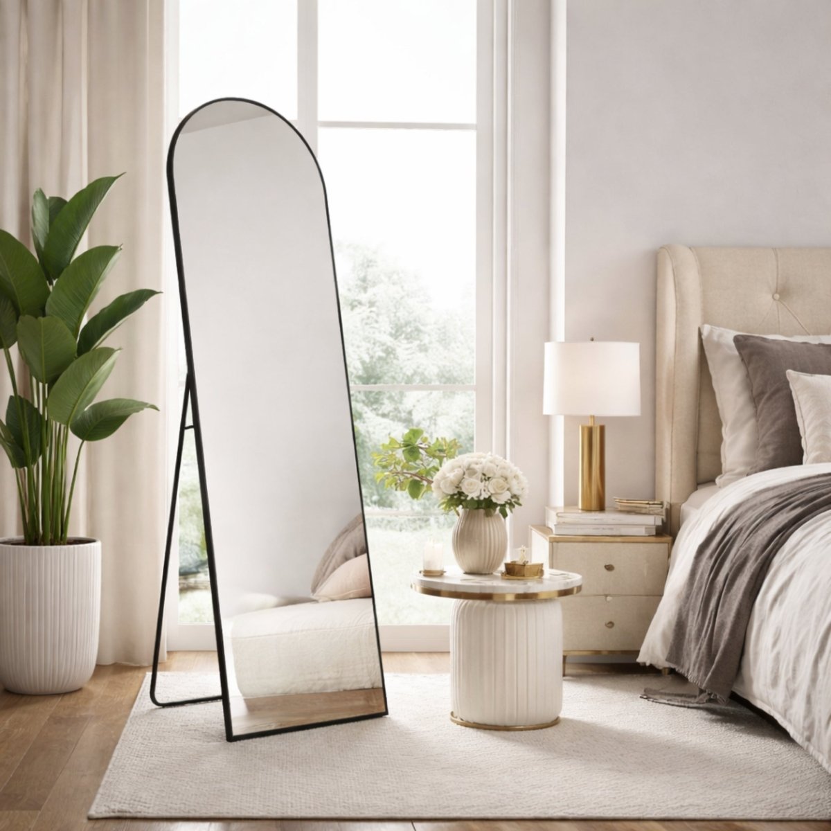 Shadow Lumina Sanctuary | Minimalist Arched Full Length Floor Mirror
