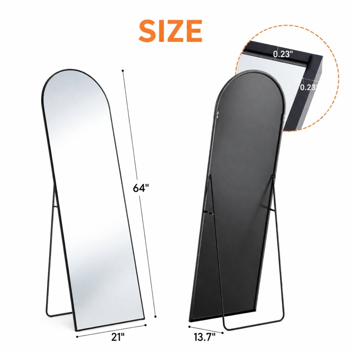 Shadow Lumina Sanctuary | Minimalist Arched Full Length Floor Mirror