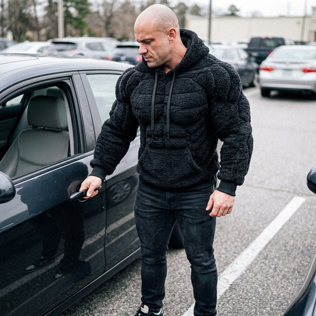 Titan Sherpa Muscle Hoodie | Padded Six Pack Fleece Pullover