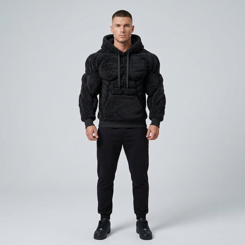 Titan Sherpa Muscle Hoodie | Padded Six Pack Fleece Pullover