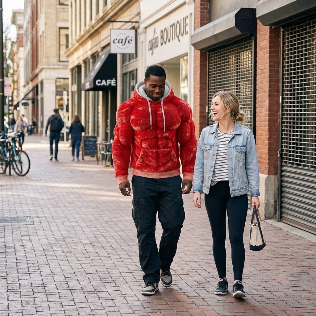sweater - red - two models downtown