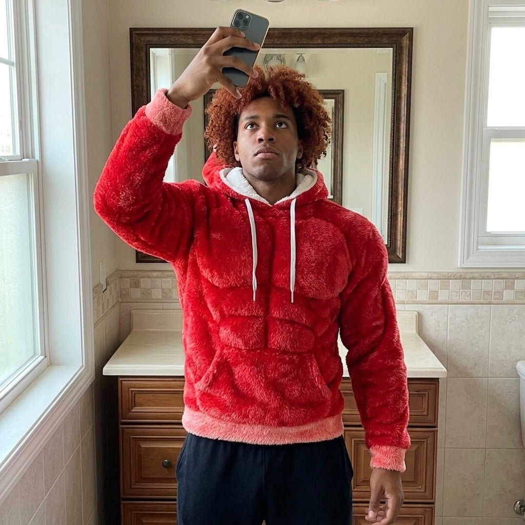 Titan Sherpa Muscle Hoodie | Padded Six Pack Fleece Pullover