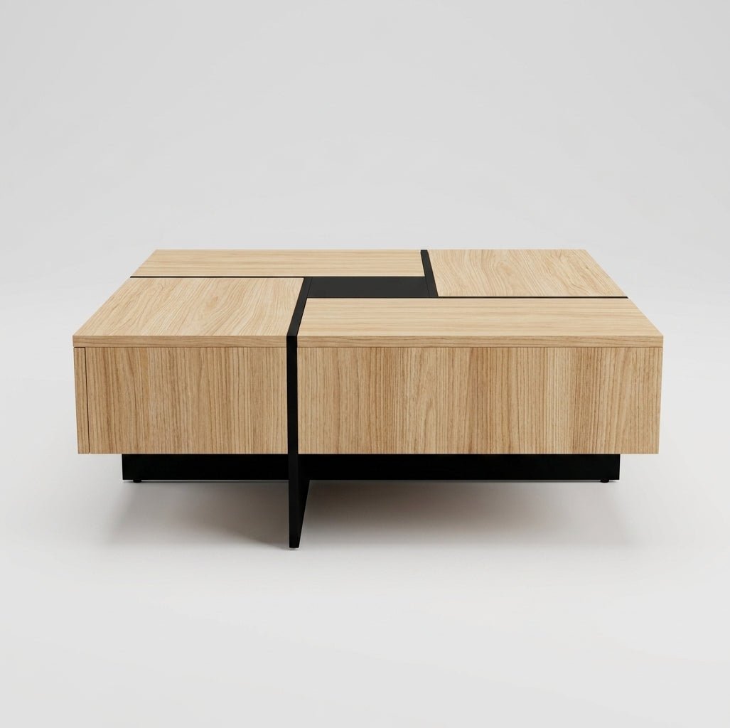 Meridian Storage Table | Modern 4-Drawer Square Coffee Table