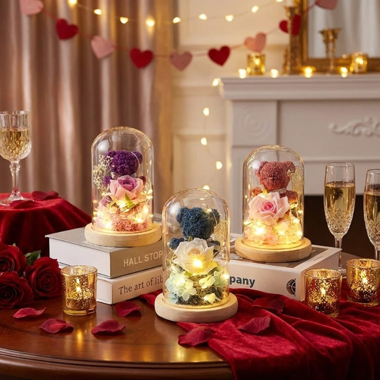 Eternal Rose Bear in Glass Dome with Lights - Romantic Anniversary Gift for Her, Preserved Red Forever Rose, Enchanted Teddy Bear Lamp Gift by Kouvr