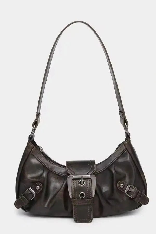 Salbeigrüne Schultertasche mit Schnalle