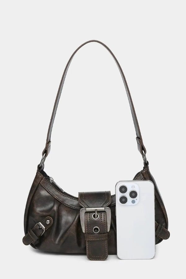 Salbeigrüne Schultertasche mit Schnalle