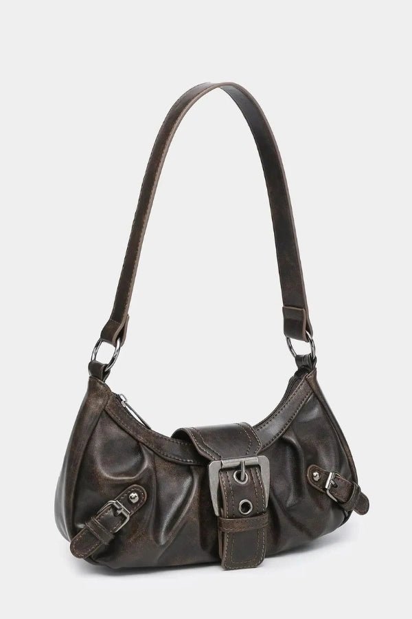 Salbeigrüne Schultertasche mit Schnalle