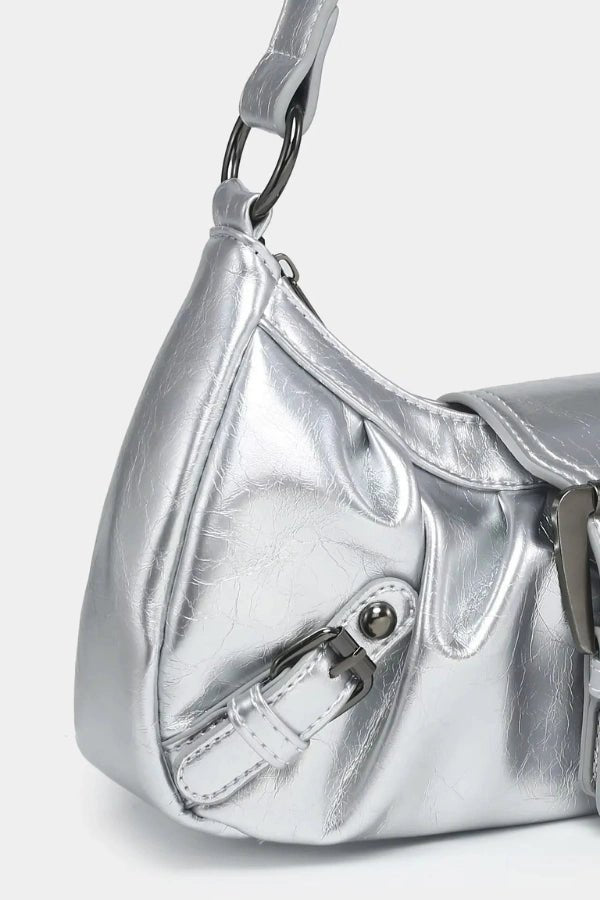 Salbeigrüne Schultertasche mit Schnalle