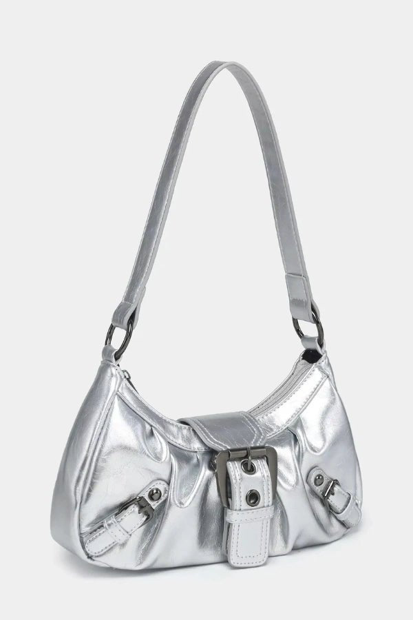 Salbeigrüne Schultertasche mit Schnalle