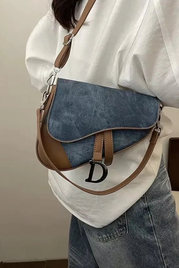 Denim Pattern Saddle Bag