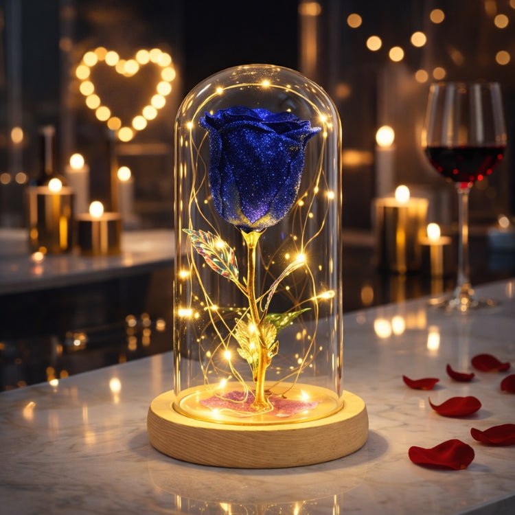 Enchanted Red Rose in Glass Dome | Romantic Gift for Her, Wife, Girlfriend | Forever Flower with LED Lights | Beauty and The Beast Rose Lamp