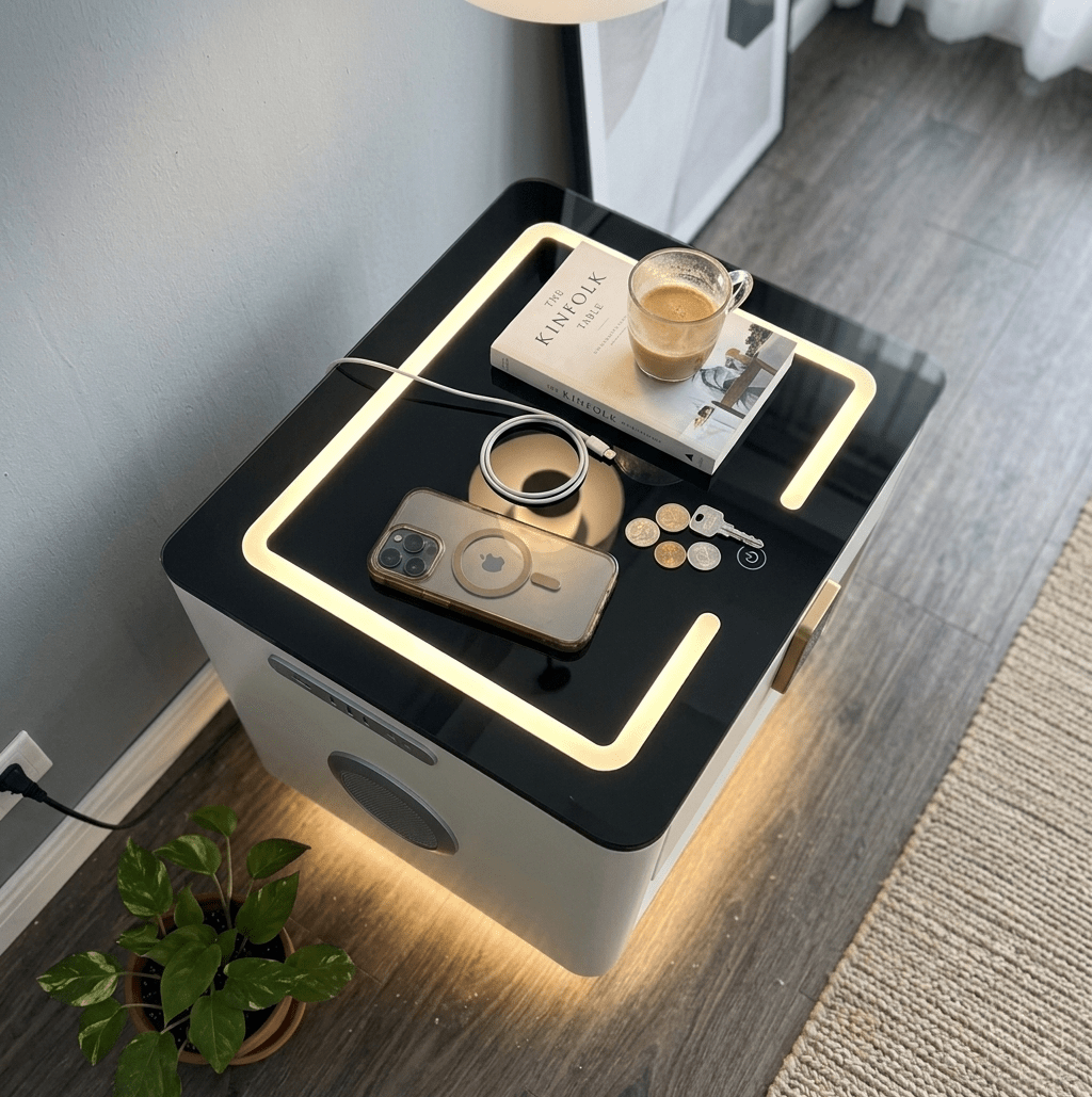 Aegis Smart Nightstand | Integrated Safe & Wireless Charging Hub