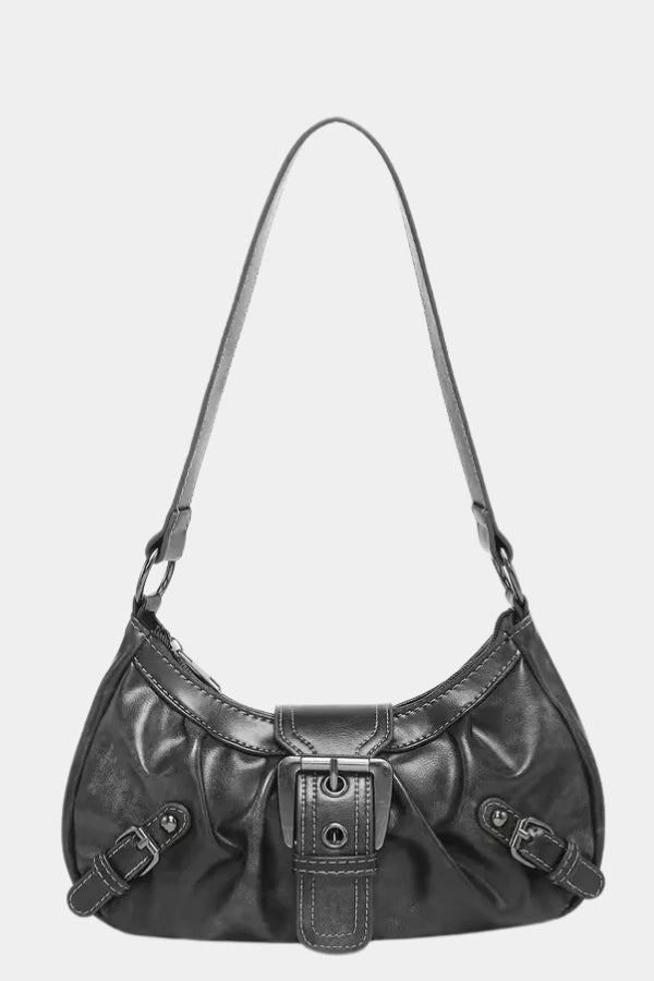 Salbeigrüne Schultertasche mit Schnalle