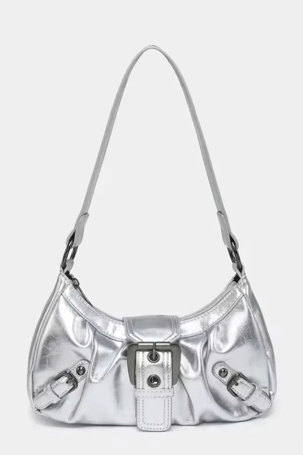 Salbeigrüne Schultertasche mit Schnalle
