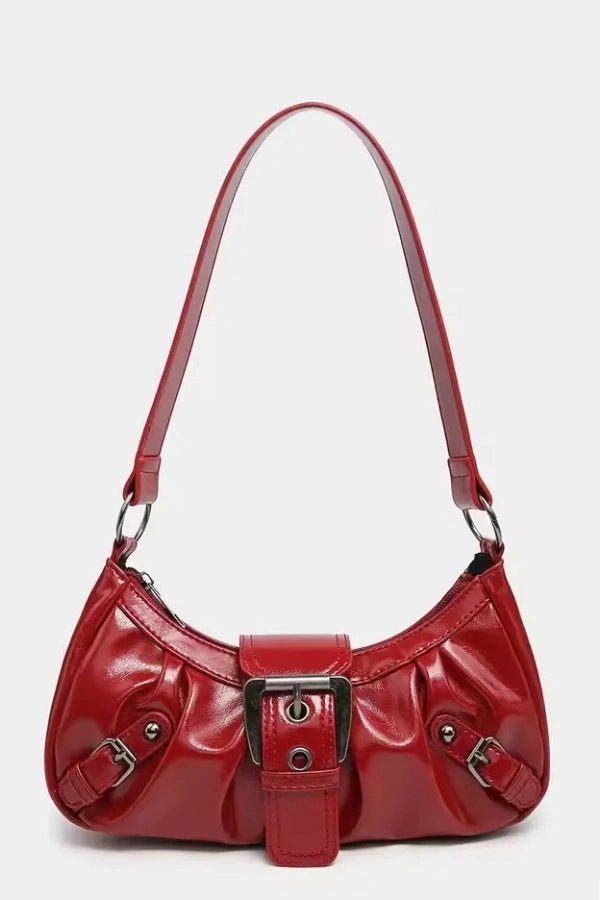 Salbeigrüne Schultertasche mit Schnalle