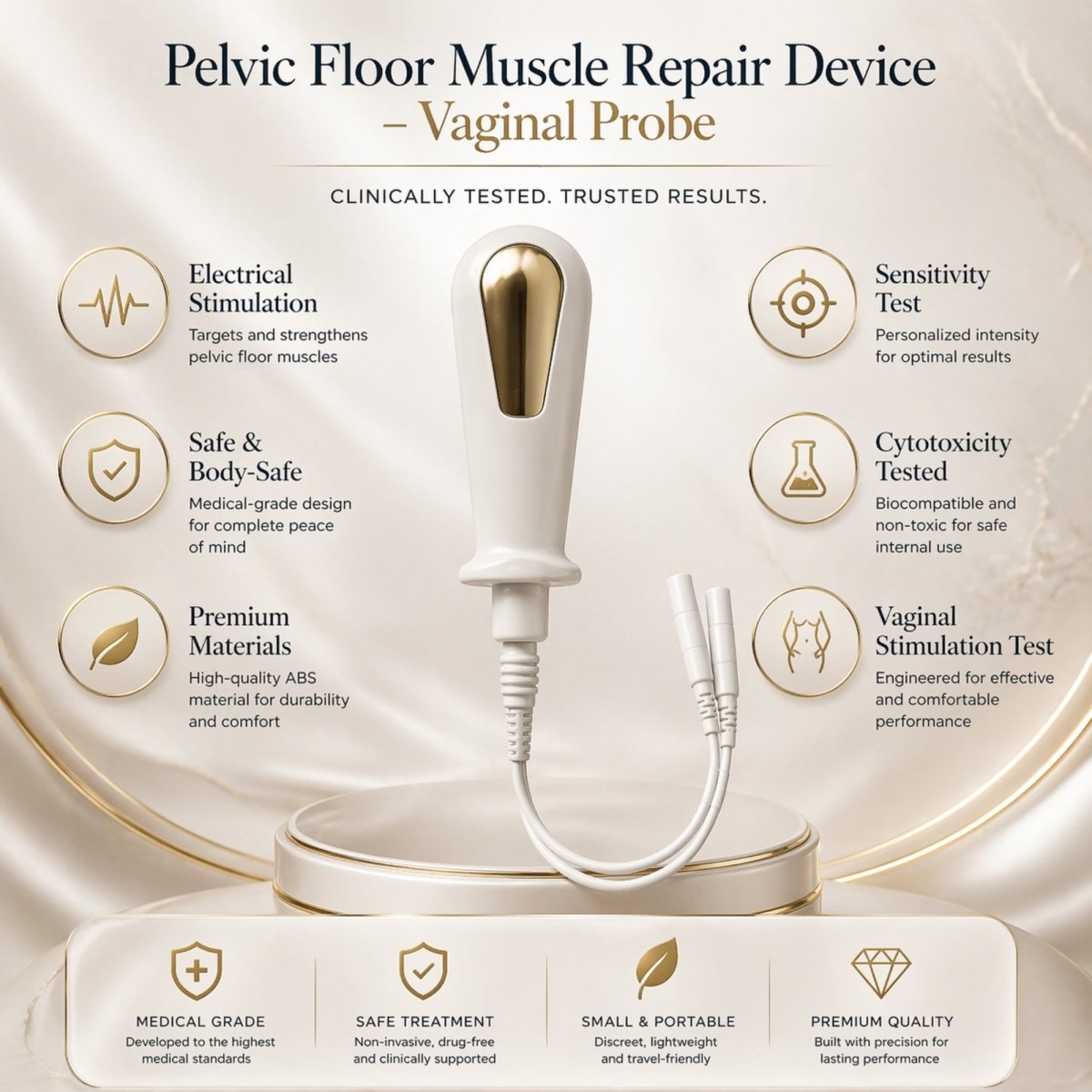 Pelvic Floor Muscle Repair Device & Vaginal Probe for Bladder Control & Tightening. Clinical-Tested Medical-Grade Kegel Trainer with Multi-Modes