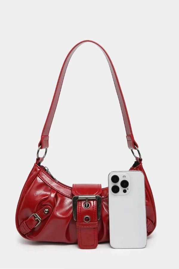 Salbeigrüne Schultertasche mit Schnalle