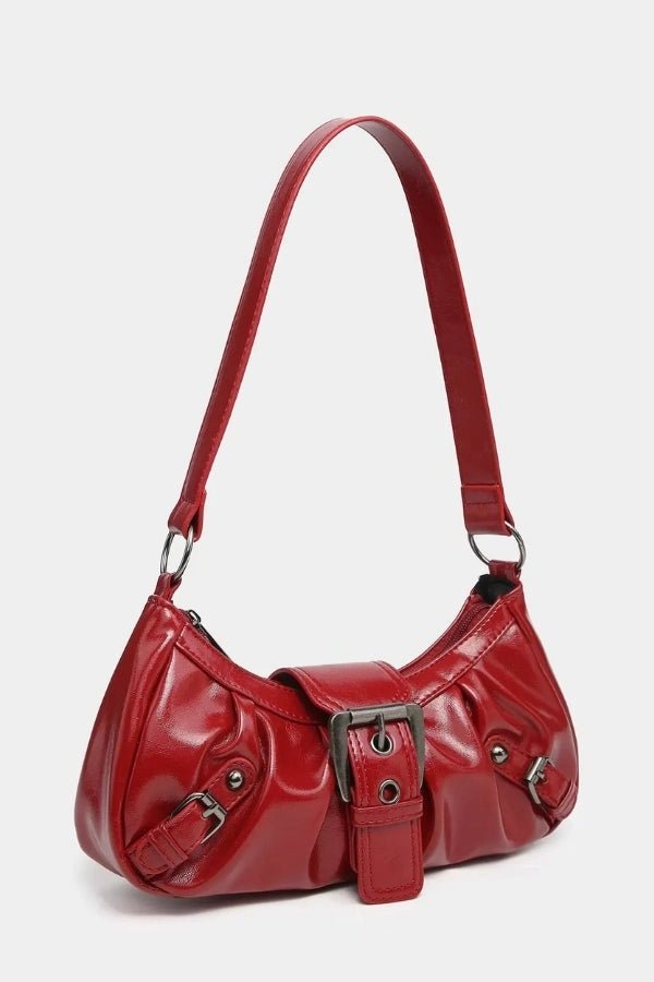 Salbeigrüne Schultertasche mit Schnalle