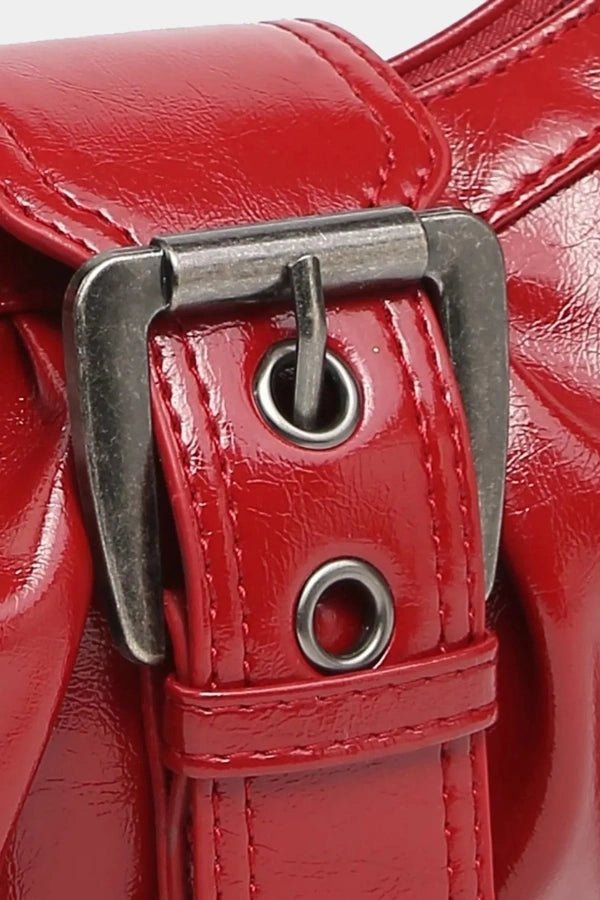 Salbeigrüne Schultertasche mit Schnalle
