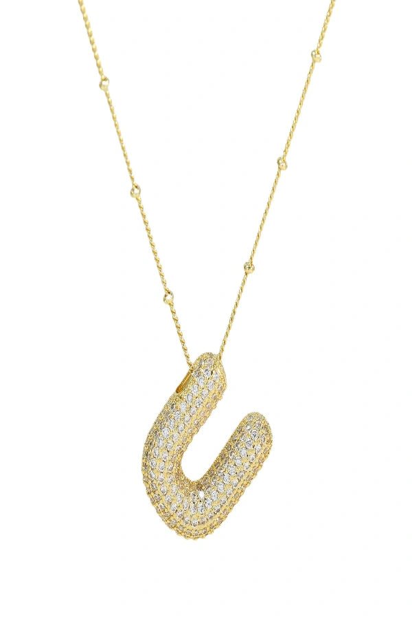 Savannah Diamond Bubble Letter Necklace